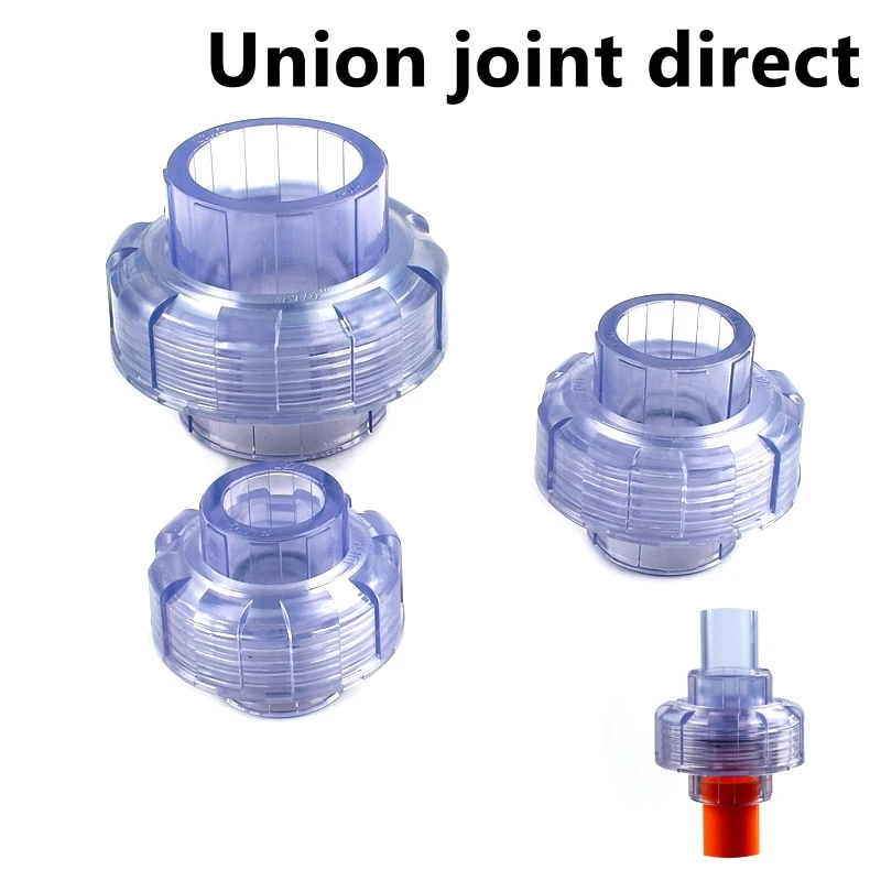 

1 PC 20/25/32/40/50/63mm UPVC Pipe Transparent Union Connector Aquarium Union Joint Direct Fish Tank Joints Irrigation Fittings