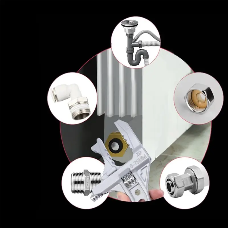 KYCOR-Multifunctional Adjustable Wrench 6-75Mm Aluminum Alloy Spanner For Diverse Plumbing Forging Tasks Blue