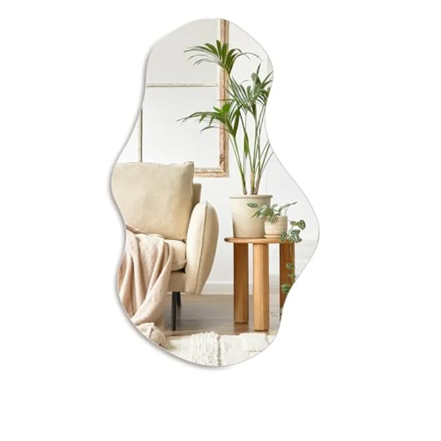 

Irregular Wall Mirror Asymmetrical Design 28''x17'' Frameless Decorative Modern Mirror for Bathroom Bedroom Living Room Entrywa