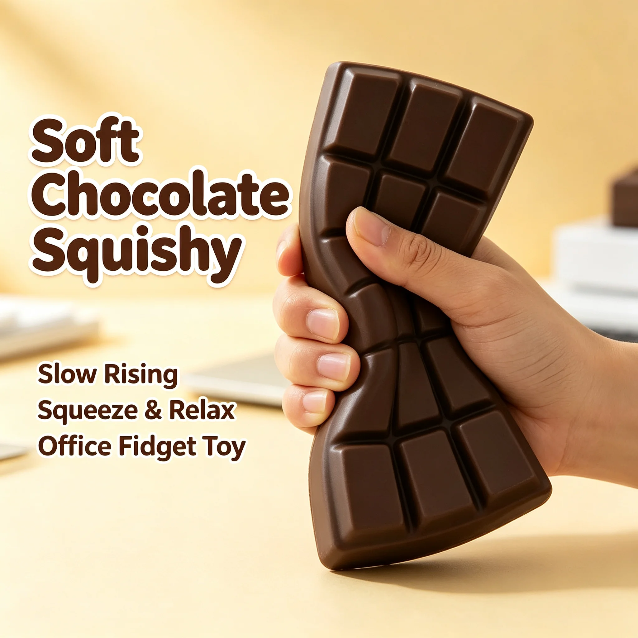Chocolate Bar Slow Rising Squishy Gift Set PU Soft Simulation Chocolate Block Stress Relief Fidget Toy Cute Desktop Ornament