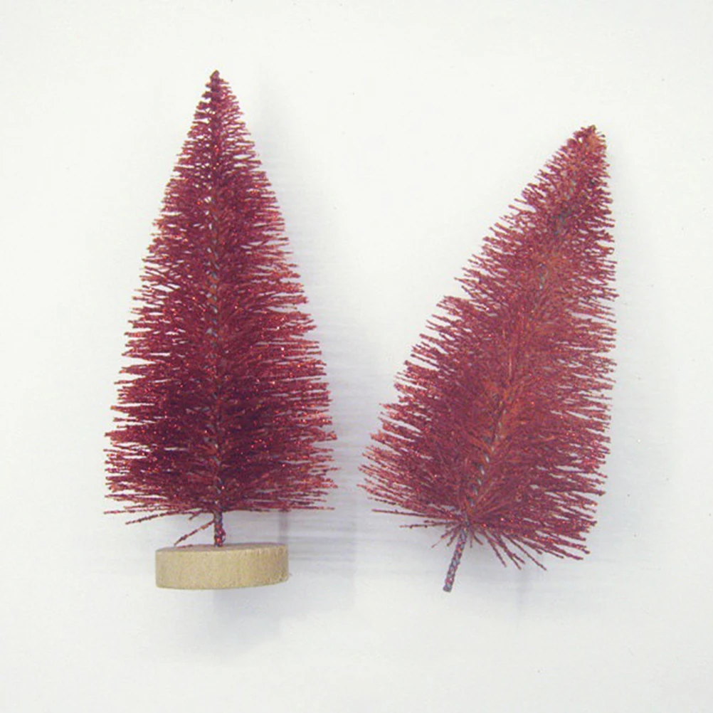 

Mini Christmas Tree Decorations 25Pcs Desktop Holiday Ornament For Home Office Party Wood Base Assorted Color