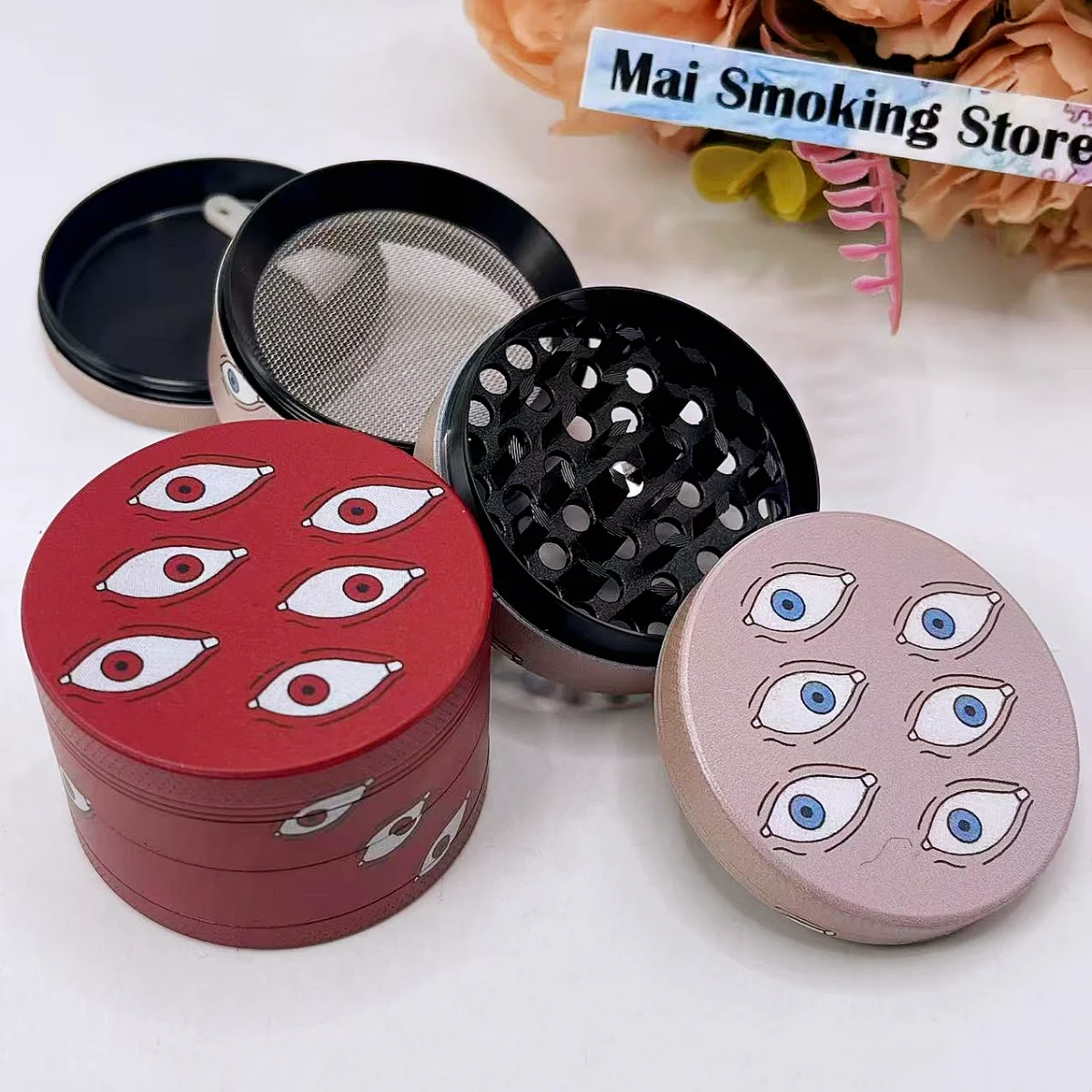 Moedor de Ervas Gojo de 2 Polegadas, Moedor Manual de Metal de 4 Camadas para Especiarias, Pimenta, Sal, Ferramenta de Fumar Jujutsu Kaisen