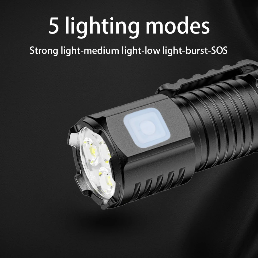 Powerful Mini LED Flashlights Keychain Pocket Flashlight USB Rechageable with 5 modes Portable Searchlight Torch Lamp Lights