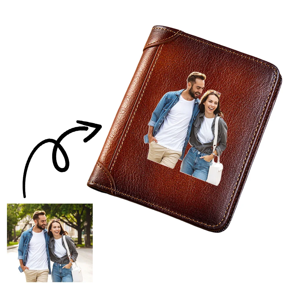 

Customized photos High Quality Genuine Leather Wallet Printing Standard Short Purse