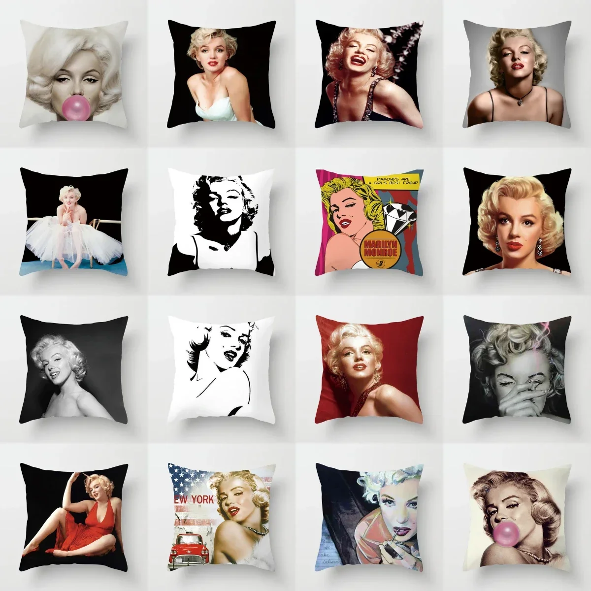 Marilyn Monroe Cushion Cover Decorative Polyester Sofa Throw Pillow Cover Retro Women Super Stars Pillowcase Home Decor 45X45CM