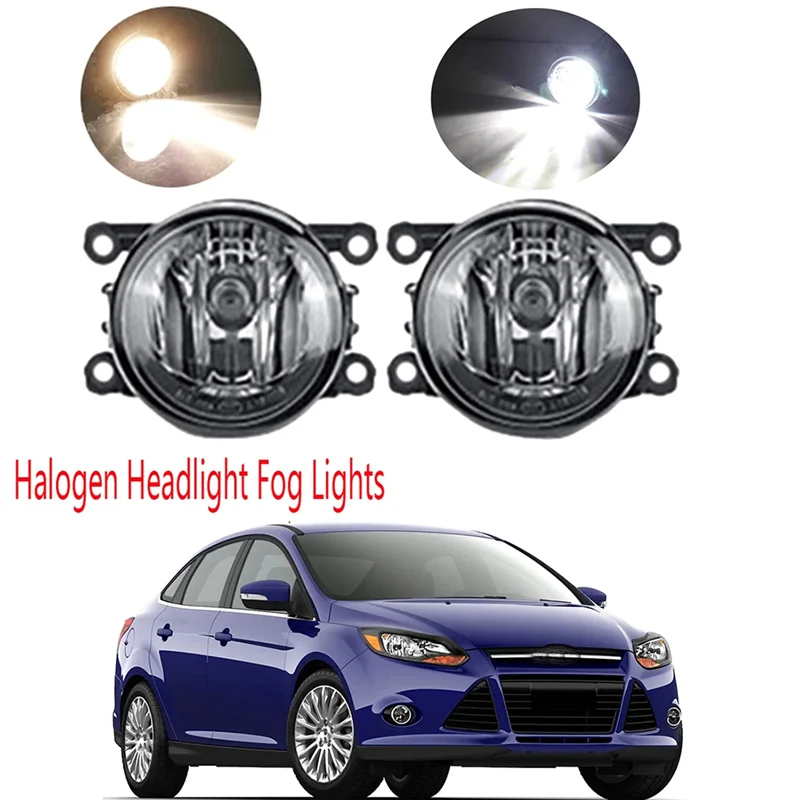

OB-Fog Lights For Ford Focus MK2 2009-2011 Halogen Headlight Fog Lamp Cover Grille Chrome Bezel Harness Kit Replacement