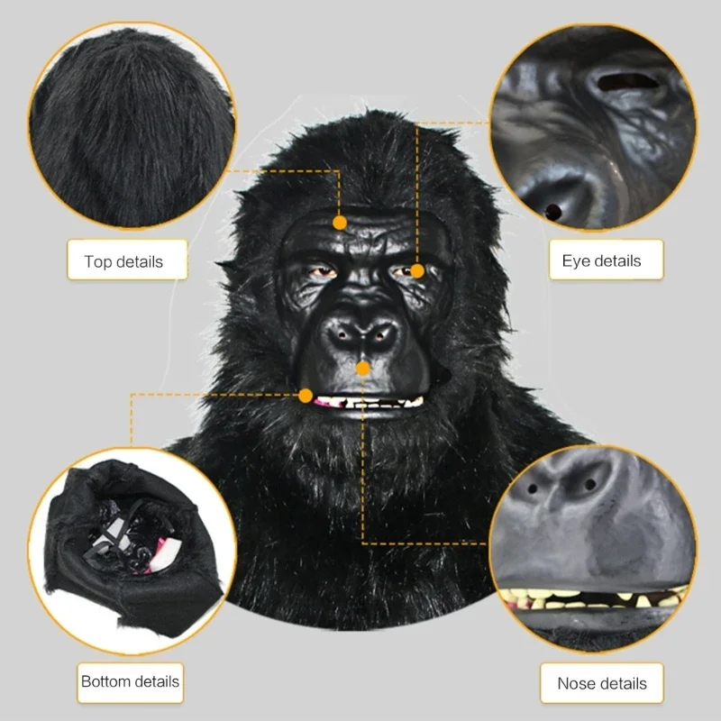 Masque effrayant nouveauté masques de singe Animal chimpanzé gorilles masque de tête avec cheveux habiller masque Halloween fête décor femmes livraison directe