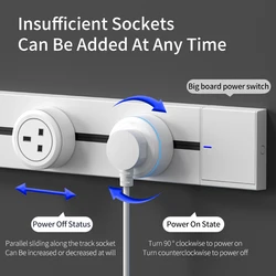 2024 New Arrival Q Series Track Socket Orbital Syestem Removable Kitchen Socket Rail Outlet With LED Indicator Adapter