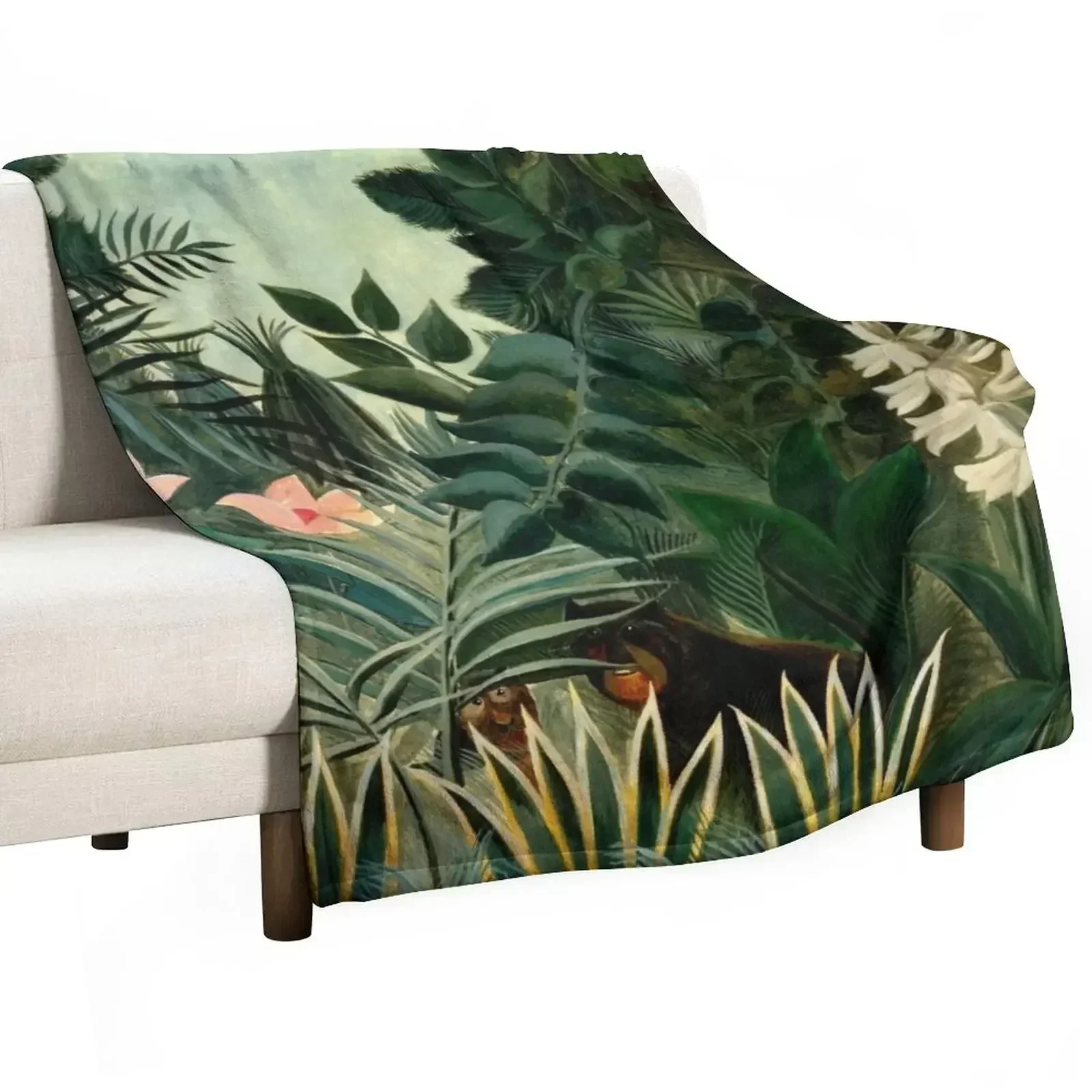 The Equatorial Jungle - Henri Rousseau Throw Blanket Flannel Fabric For Baby Moving Fashion Sofas Blankets