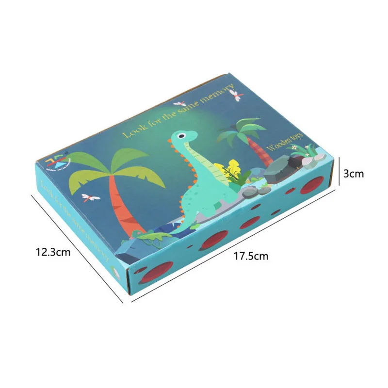 Jeu de Puzzle de Dessin Animé pour Enfant, Jeu de Mémoire de Dinosaure, Jeu d'Échecs et de Réflexion, Jouets en Bois Montessori dos