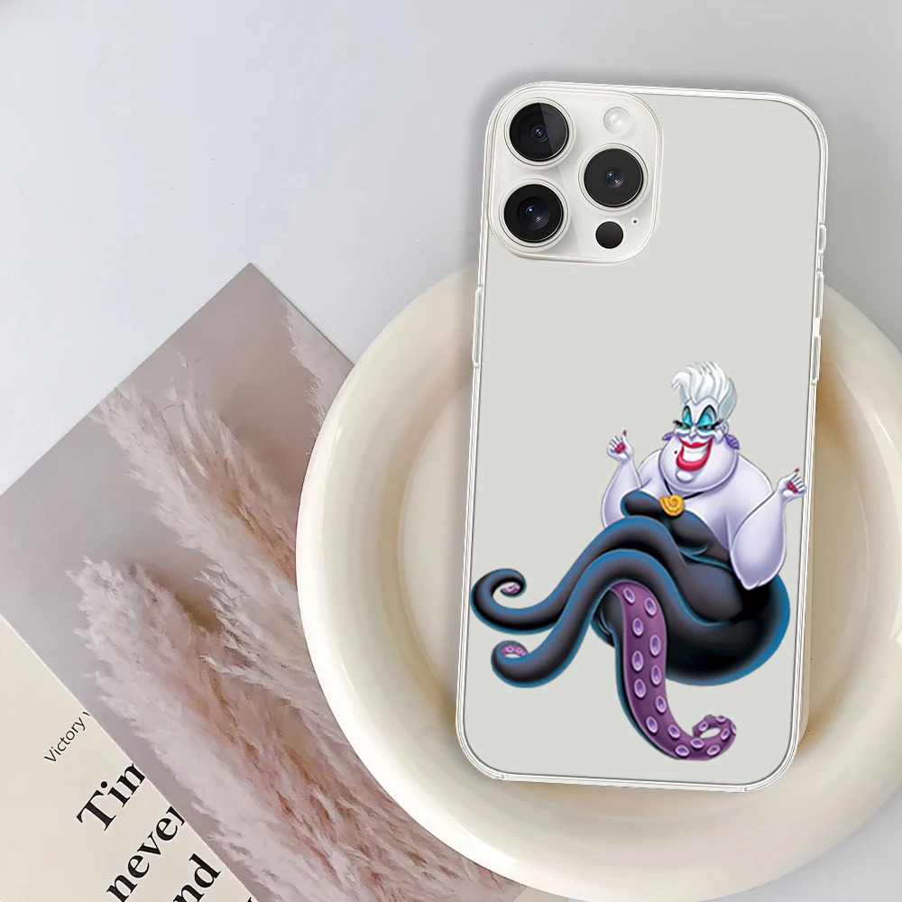 MINISO Cartoon U-Ursula Villains Phone Case for iPhone 12 11 13 14 15 16 Max Pro Plus Transparent Soft Shell