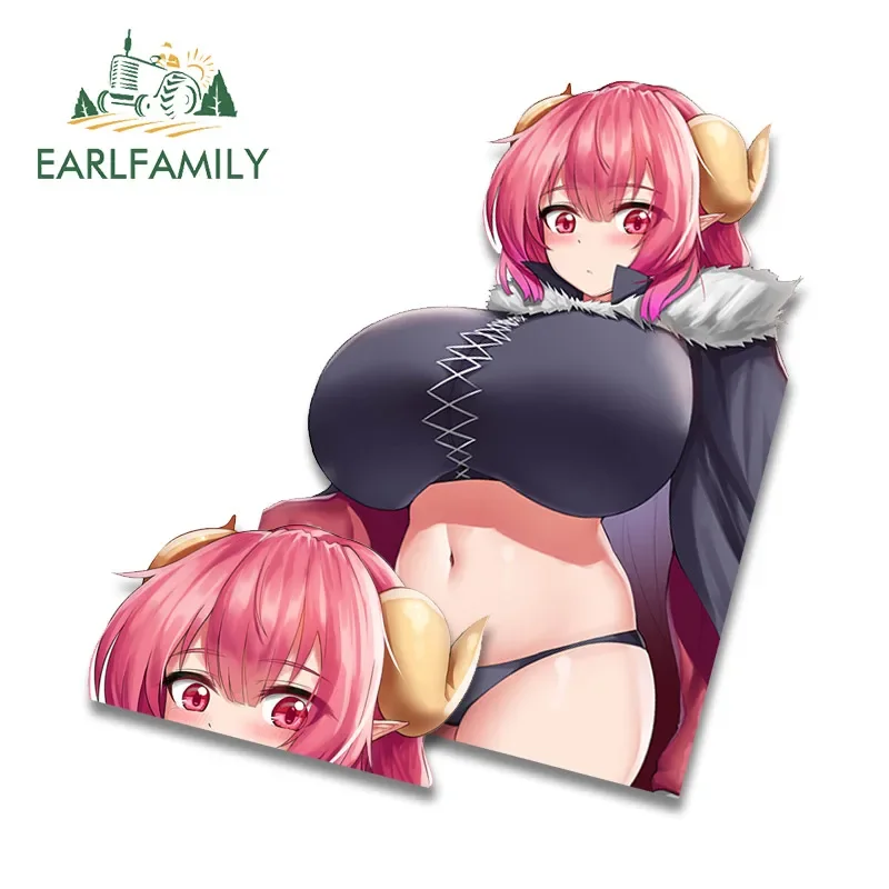 EARLFAMILY 13cm for Sexy Anime Girl Big Chest Car Stickers Anime Laptop Vinyl Car Wrap Decal Graffiti Motorcycle Funny Decor