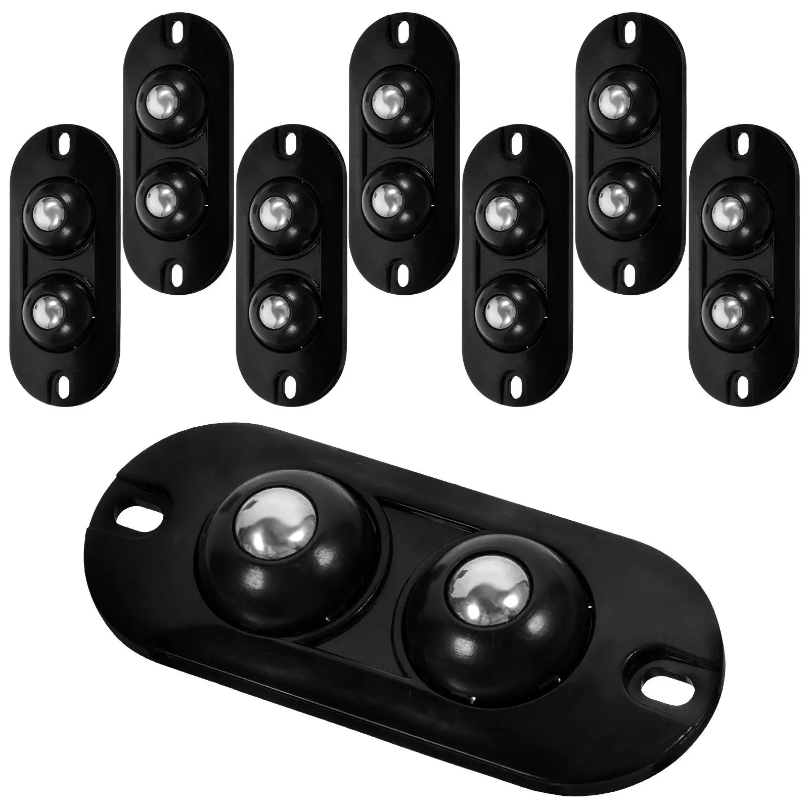 

16 Pcs Dual Ball Bearings Caster Wheels Self Adhesive White Black Mini Furniture Appliance Heavy Duty Quiet Smooth