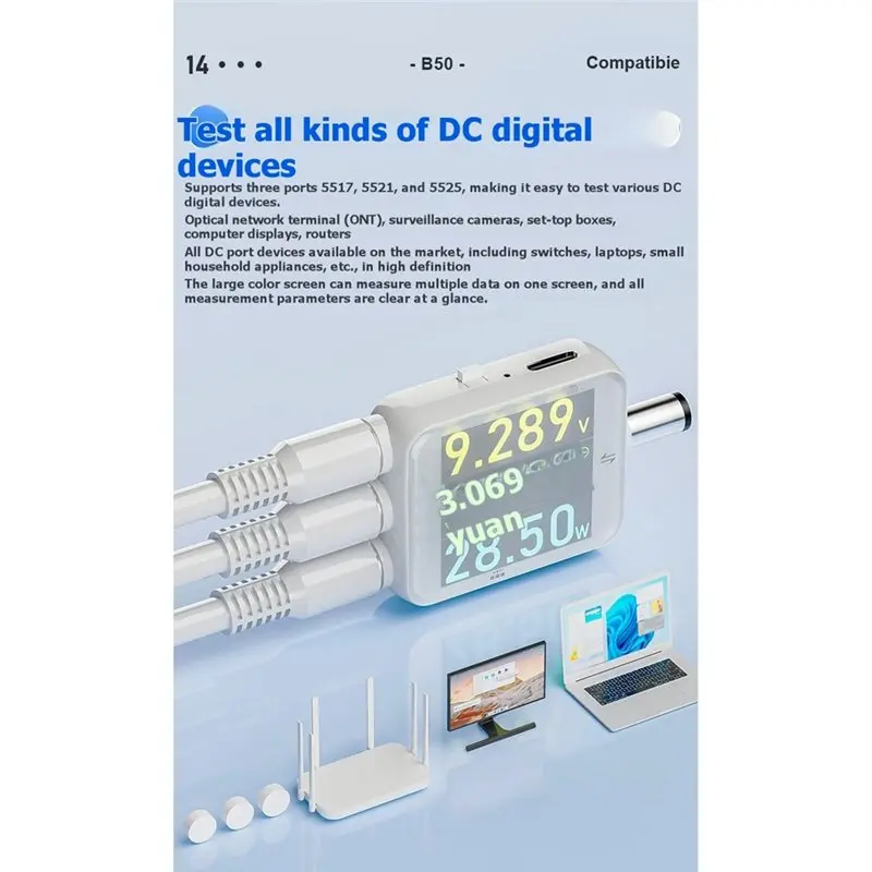 Y47A B50 DC5.5 Tester Digital Display Voltmeter Ammeter Watt Meter DC Current Voltage Power Monitor 0-600W