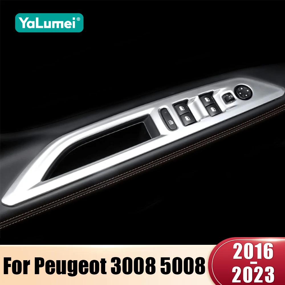 

For Peugeot 3008 5008 GT 2016 2017 2018 2019 2020 2021 2022 2023 Accessories Car Door Window Glass Lift Switch Button Cover