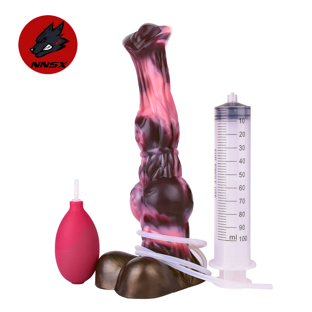 NNSX Squirting Animal Horse Ejaculating Dildo with Suction Cup Vaginal Massager G-Spot Stimulator Anal Sex Toy for Men Women