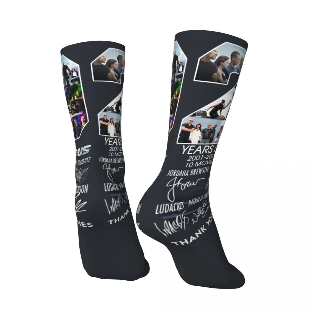 Funny Crazy compression Sock for Men Fasti Andz Furiousn 20 Anniversary Hip Hop Harajuku Fast and Furious Crew Sock Casual Gift