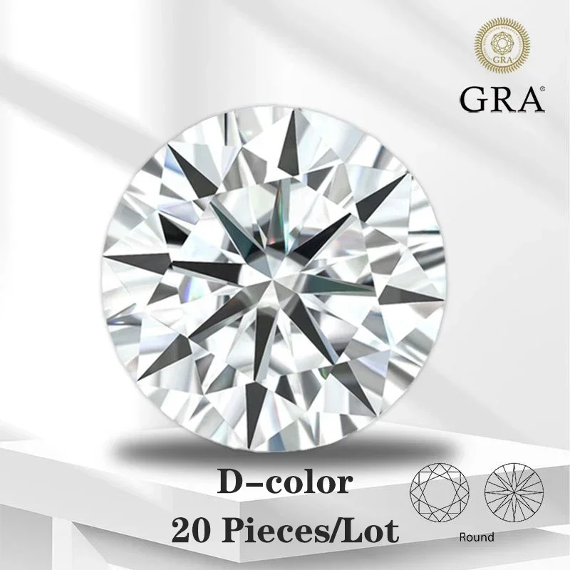 Moissanite Stone 5 /10 / 20 / 30 /50 Pcs Per Lot Promotion with GRA Certificate Pass Diamond Tester Lab Diamonds Loose Gemstones