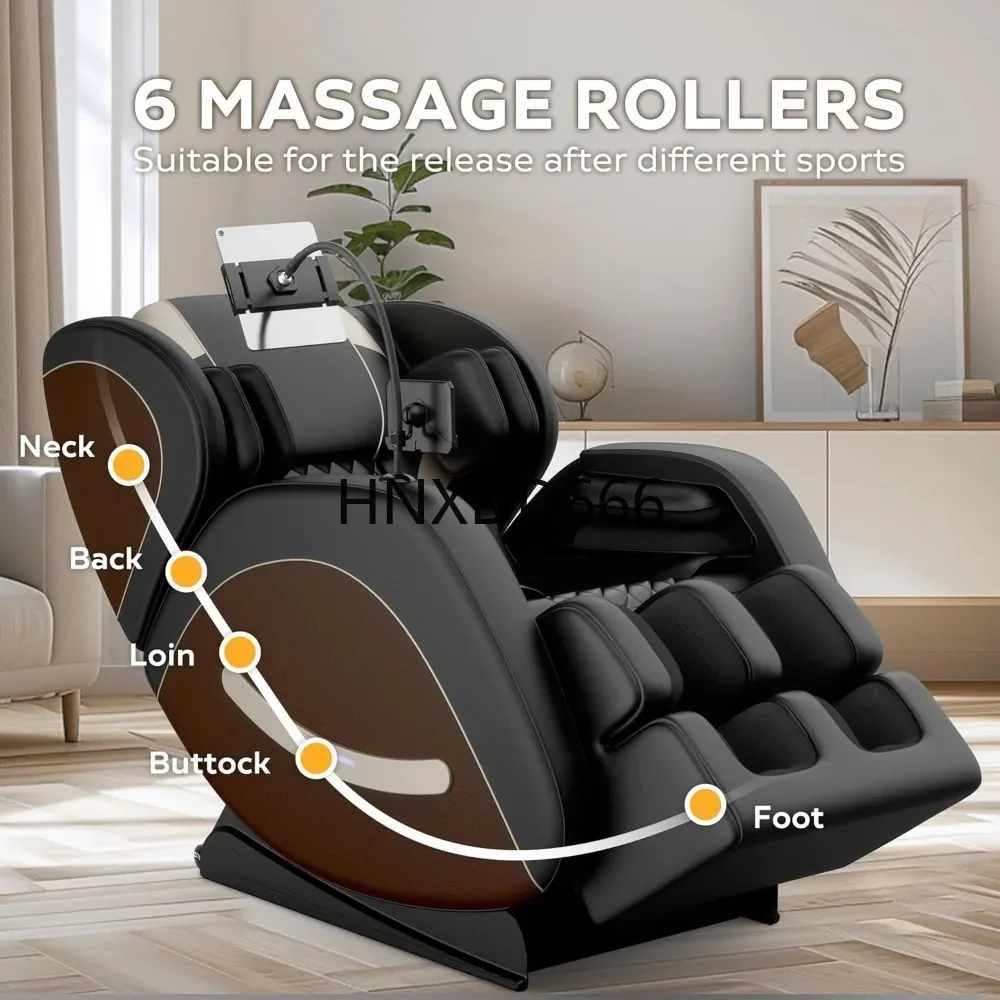 Gravity Full-Body Massage Chair with Heating, Bluetooth Audio, and Foot Rollers, Chaise Lounge