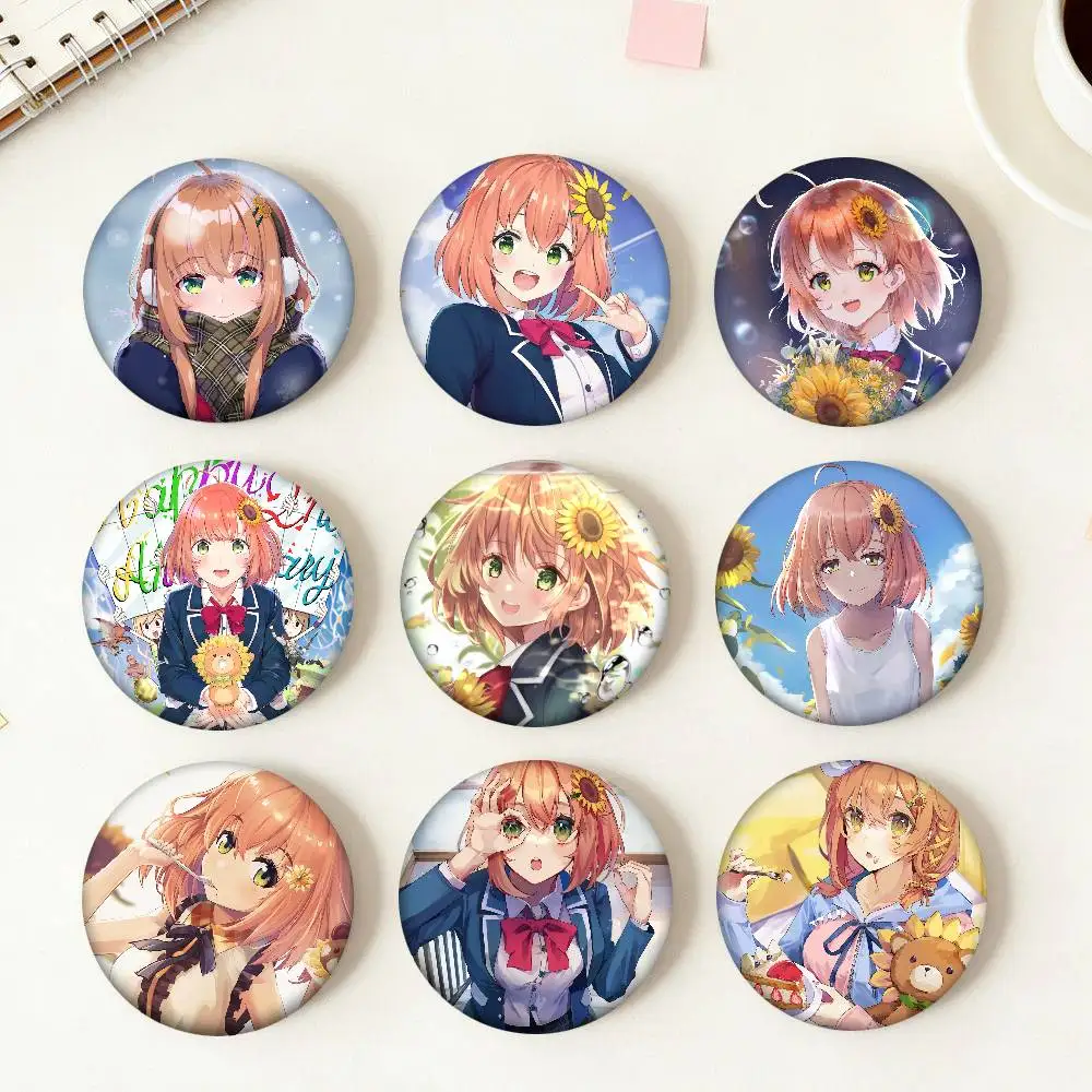 Anime Virtual Idol Honma Himawari Round Badge Lapel Pin Backpack Clothing Jewelry Accessories Gift Brooch