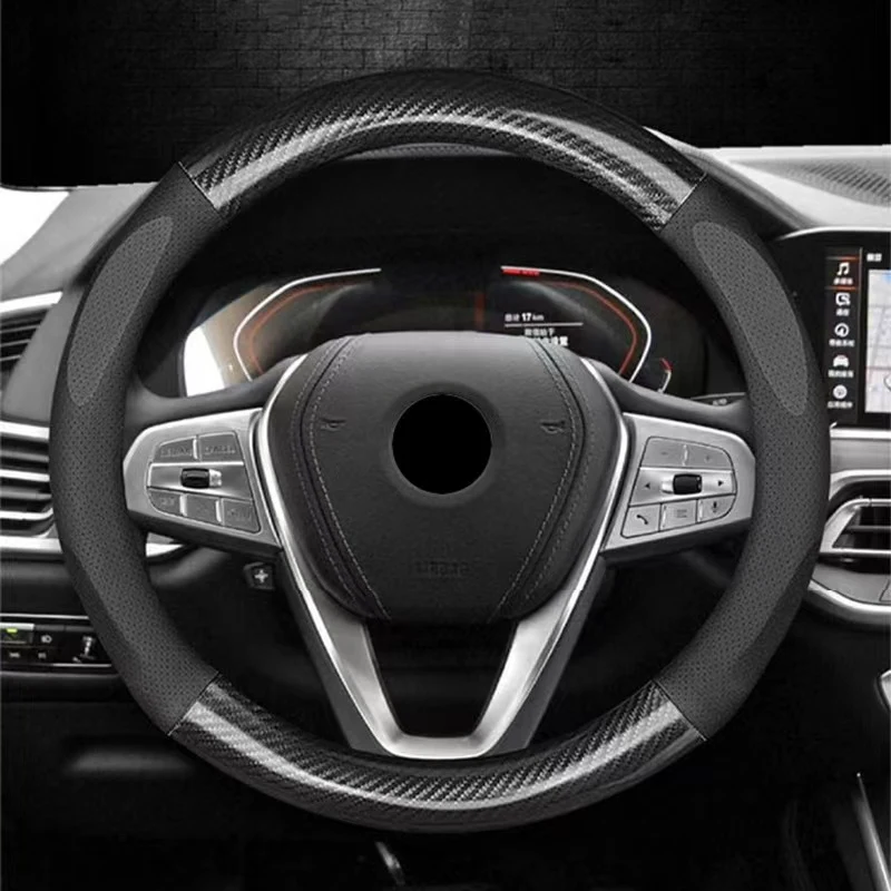 38cm Non-slip Car Steering Wheel Cover Carbon Fiber Ultra-thin For Proton Exora Persona Saga Waja Wira X50 X70 Preve Savvyin