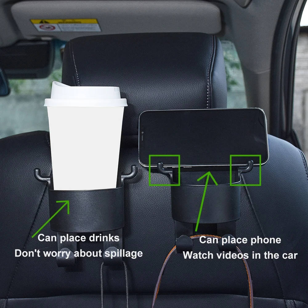 1x Car Headrest Hook Cup Holder Mobile Phone Mounts Organizer Storage Hanger Multifunctional Car Accessories