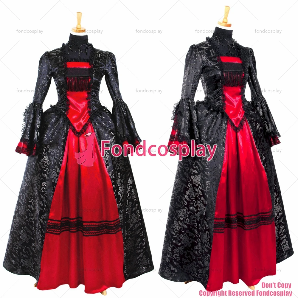 fondcosplay Elegant Gothic Punk black Brocade top skirt Medieval Gown Victorian ROCOCO Dress cosplay Costume Custom-made[G700]