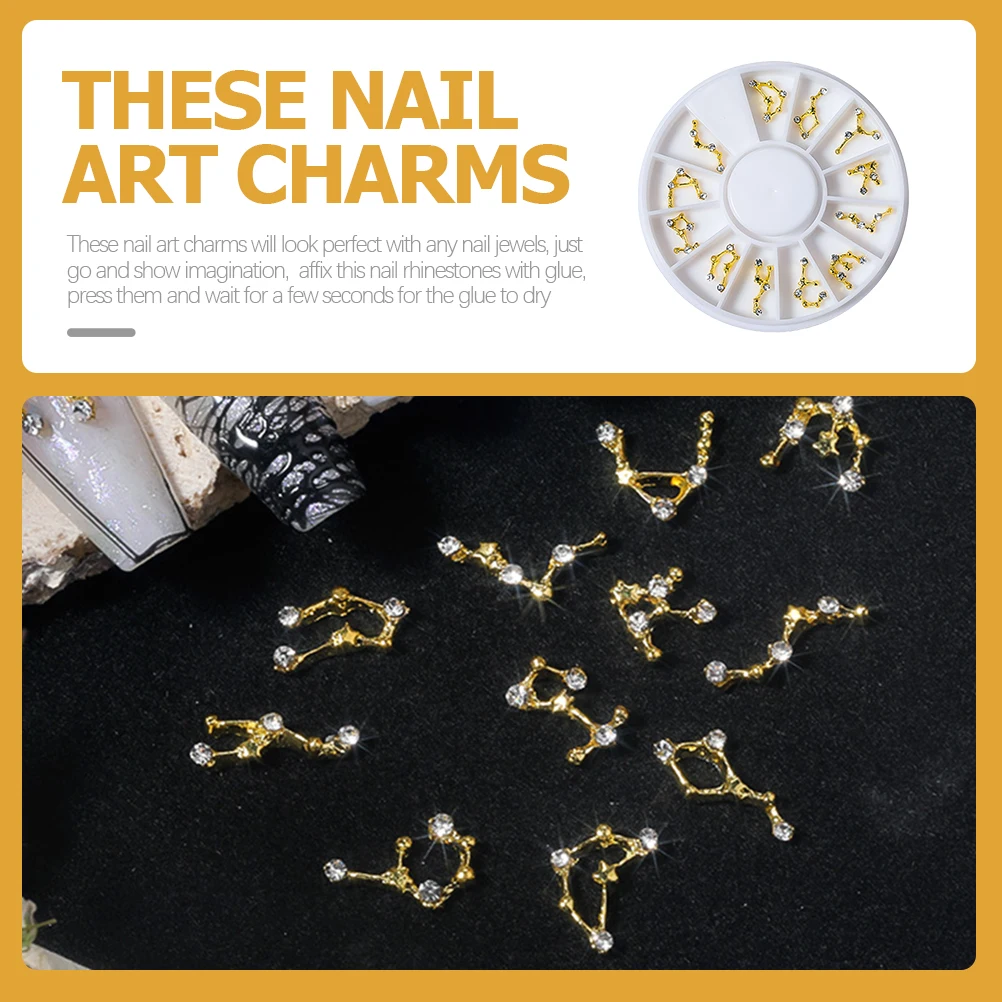 

Diamond Alloy Nail Patches Gems Charms Jewels 3 Boxes Nail Decorations Zodiac Signs Acrylic Nails Supplies