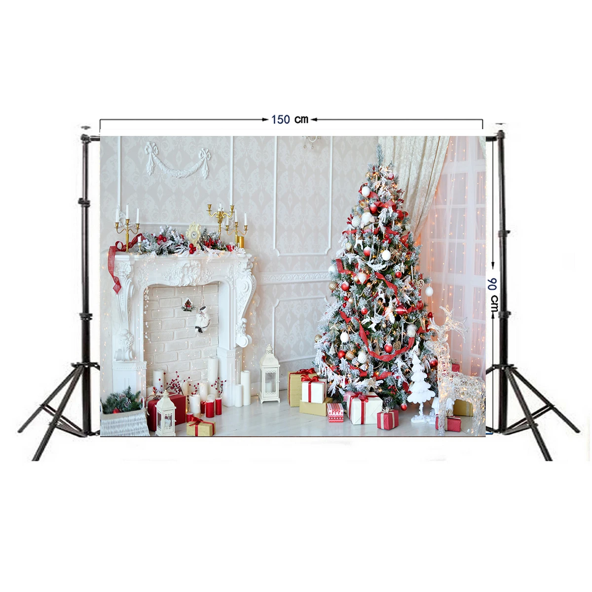 

Christmas Tree Balloon Background Cloth Photo Backdrop Durable Wrinkle Free Seamless Christmas Scene Photography Studio Props