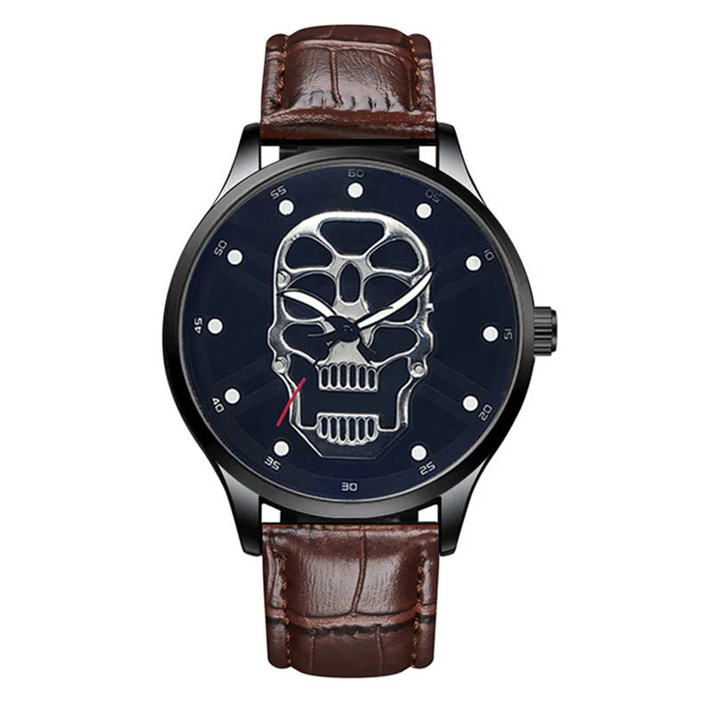 High Quality Men Skull Watch 2024 New Fashion Casual Leather Quartz Clock Analog Male Military Sports Wristwatch Relogio Hot