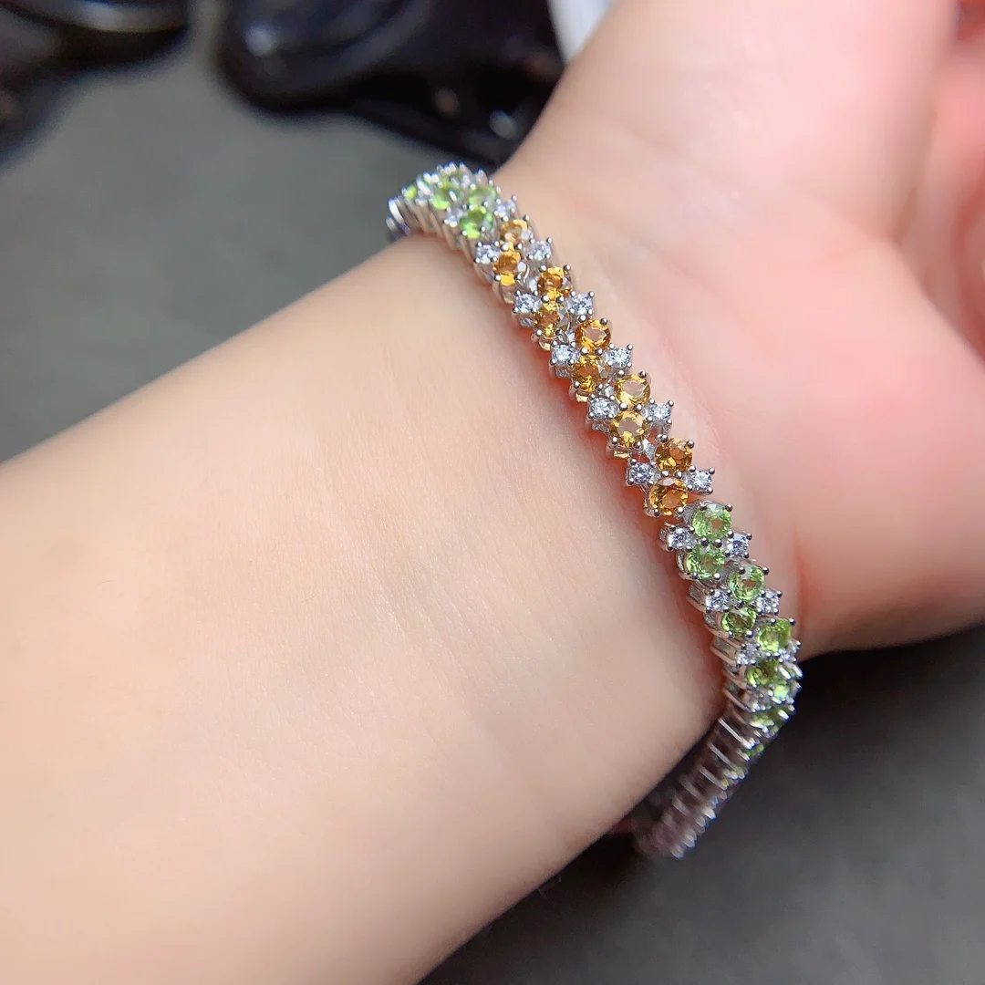 

Simple and generous 925 pure silver pure natural multi-gem color women's bracelet for women to give free luxury jewelry