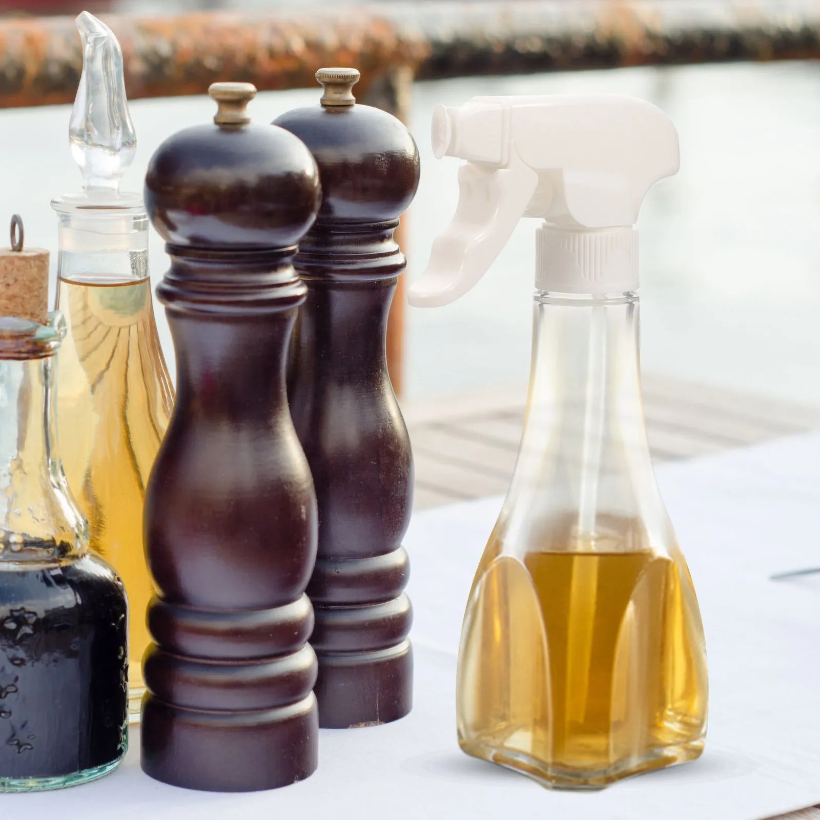 

Oil Spray Bottle for Cooking Made of Premium Glass Ergonomic Press Design Visible Level Indicator Refillable Oil