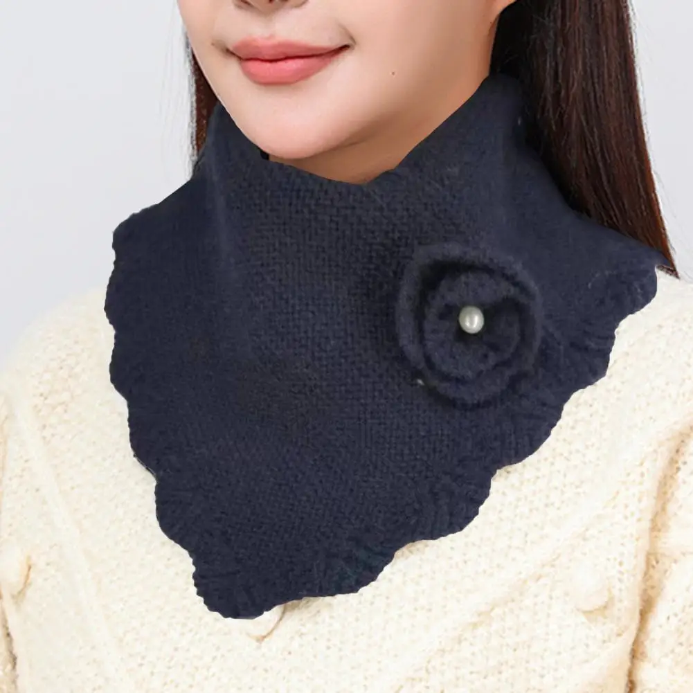 

Fashion Autumn Winter Knitted Flower Fake Collar Scarf Women Warm Turtleneck Neck Warmer Detachable Warm Windproof Scarf