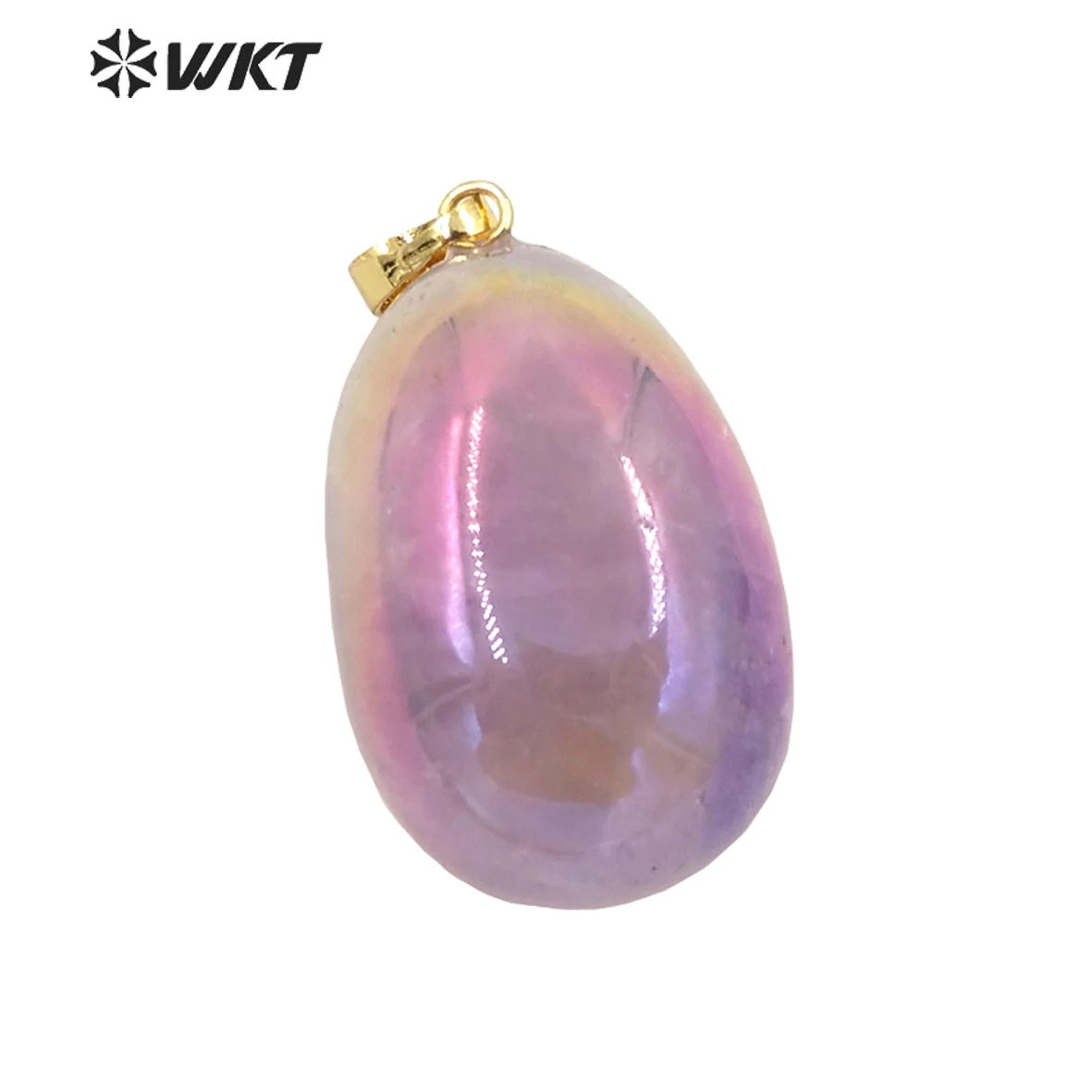 

WT-P1807 WKT гладкий кулон из натурального камня Аура кварц маленький шарик в форме розового и белого цвета, подарок на день рождения для женщин