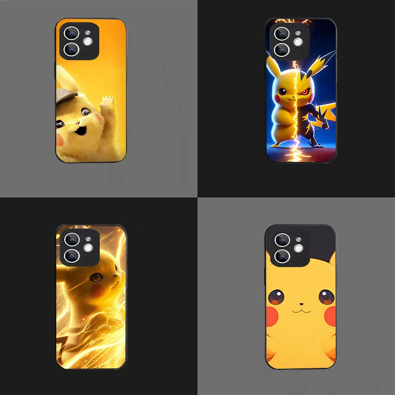 WRB-21 Pokemon Pikachu Black Flexible TPU Case For Samsung A22 25 30 31 32 33 35 41 50 51 52 53 54 55 70 71