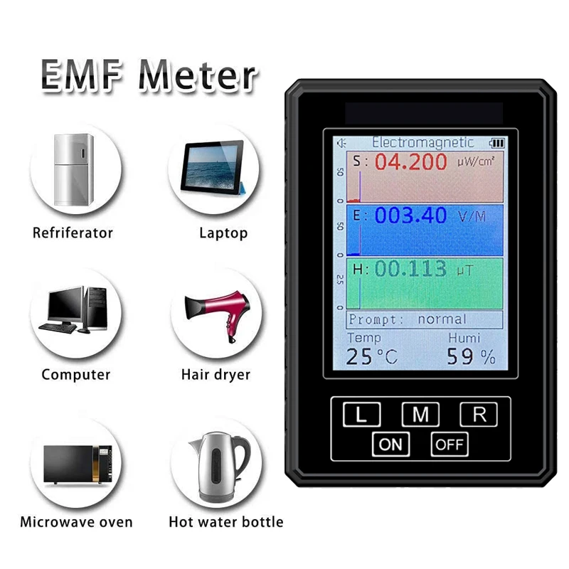 XR-2 PRO Handheld Electromagnetic Field Radiation Detector Tester Portable Radiation Dosimeter Monitor Tester EMF Meter