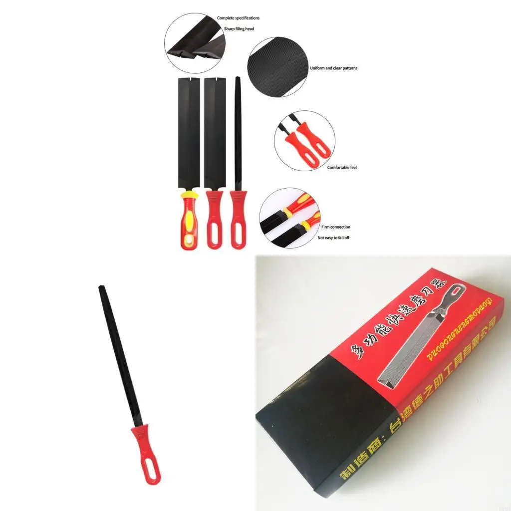 F19B Durable High Carbon Steel Woodworking File Sharpener Triangular Design For Accuracy Edges Red Grip Length