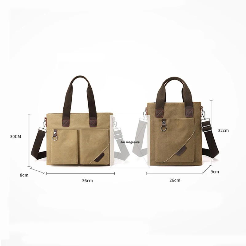 New Canvas Tote Bag Trendy Casual Commuting A4 Book Files Crossbody Bag Large Capacity Simple Shoulder Bag Laptop Handbag