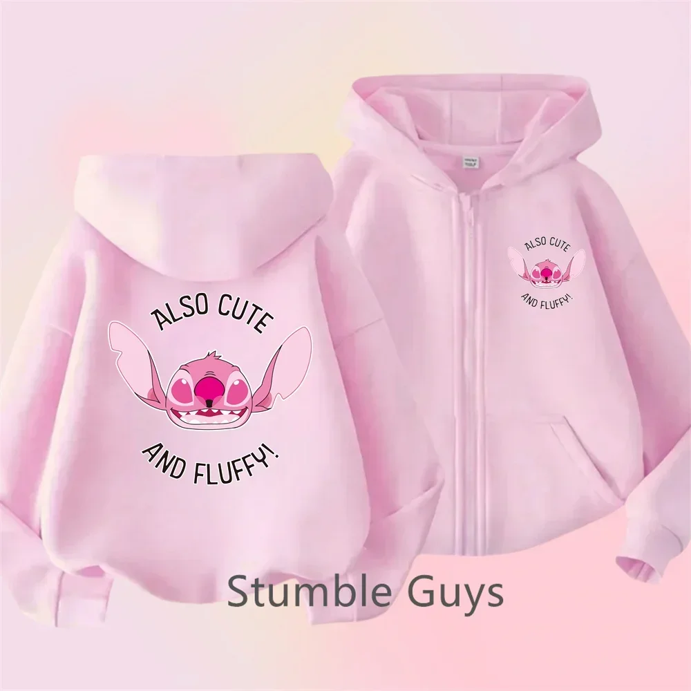 

2024 Disney New Cute Stitch Fall Zipper Hoodie for Kids Clothing for Girls Clothing for Babies for Boys Casual Hoodie Stitch