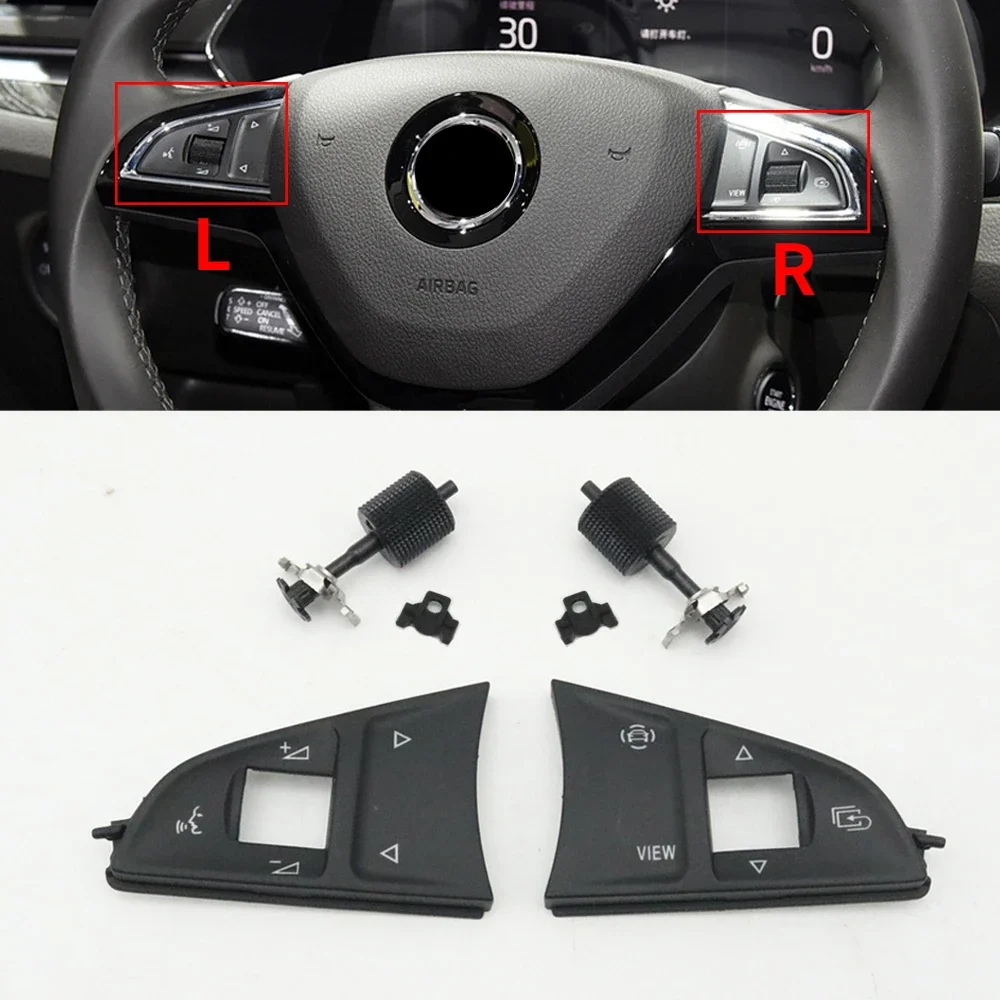 Car Steering Wheel Roller Button Switch Cover Cap For Skoda Superb III Octavia A7 Karoq Kodiaq Fabia Scala Rapid