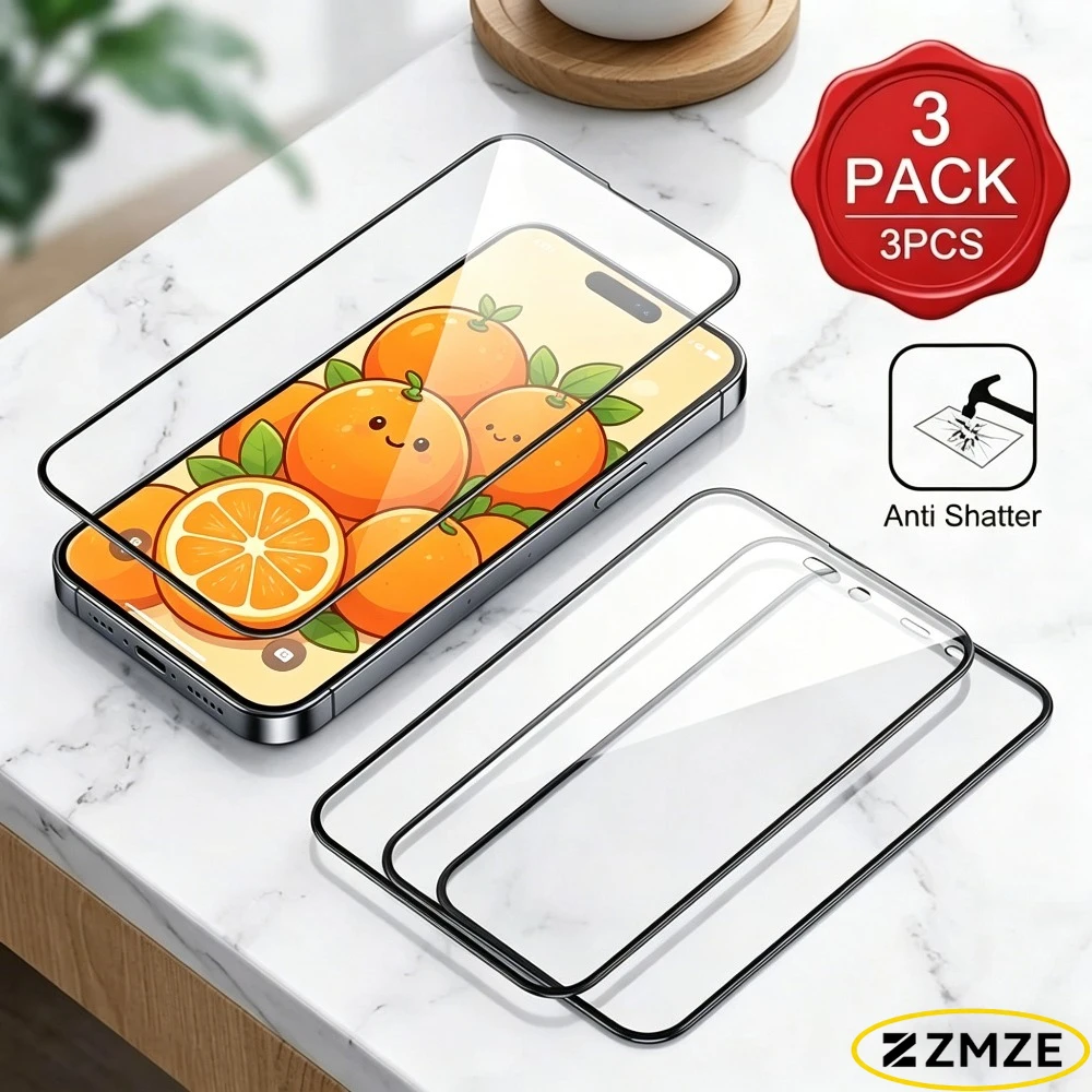 

3Pcs Ultra Clear Tempered Glass for iPhone 17 16 Pro Max 15 14 Pro Air Screen Protector for iPhone 17e 16e 15 Plus 13 12 11 Pro