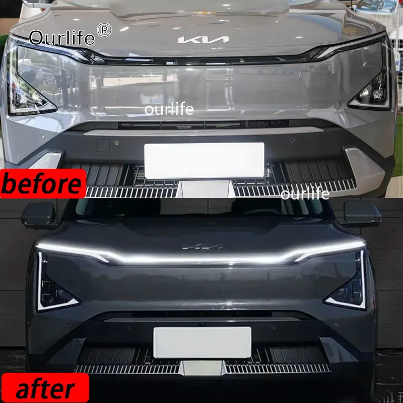 For Kia EV5 2026 2027 Car Hood Through-Type LED Light Front Grille ambient lighting Front Face Decoration Accessories