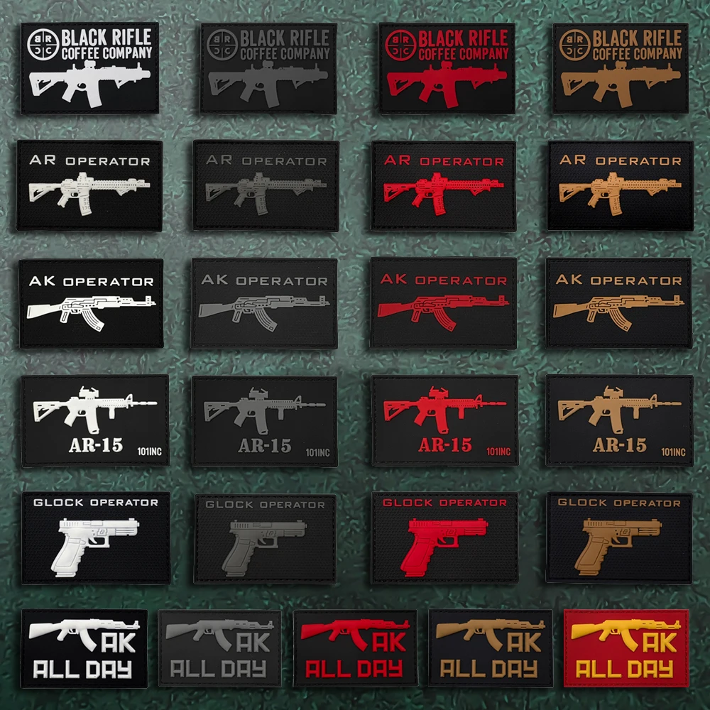 سلاح بندقية Ak مادة PVC ملصق شارة مورالي من المطاط الناعم مع تأثير مضيء، مناسب للقبعات والملابس وحقائب الظهر والسترات - ملصق رقعة مطرز #1