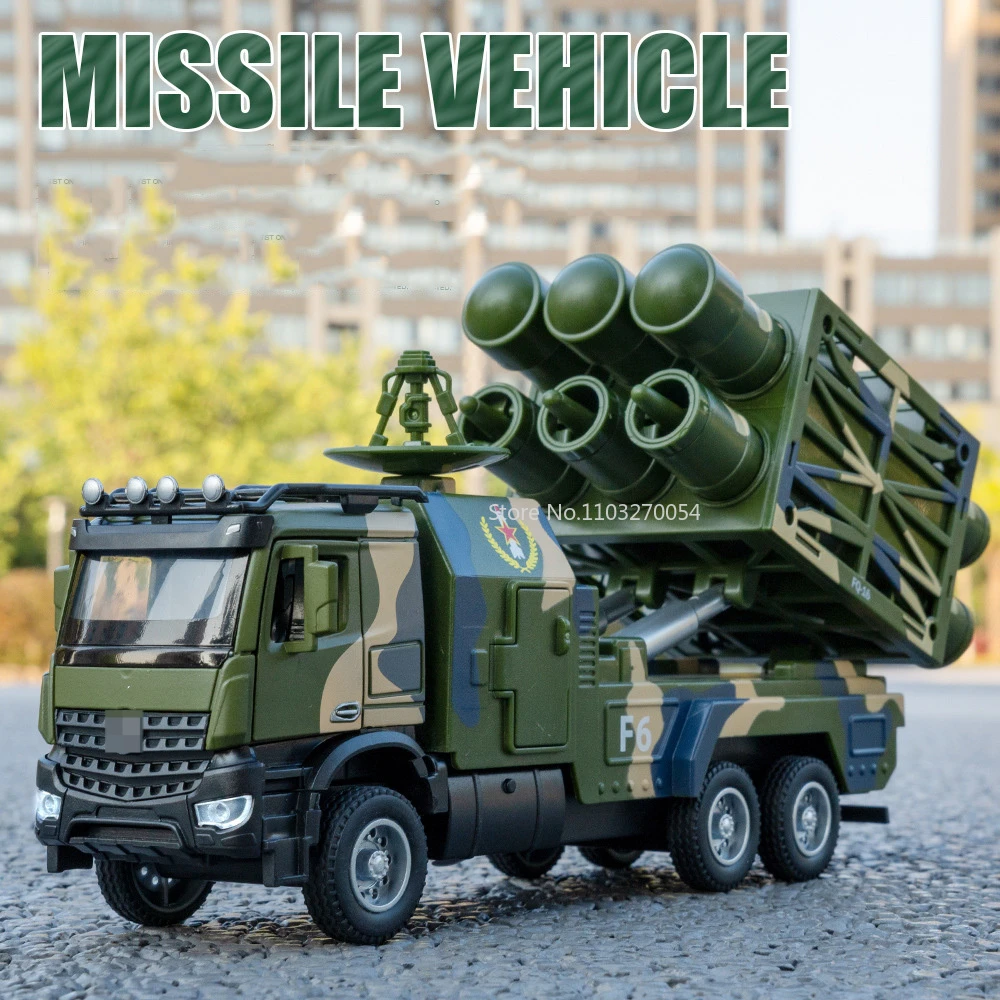 1/32 Hongqi-16 Anti-Aircraft Missile Alloy Die-casting Toy Car Model Launch Function Elevated Sound and Light Vehicles Kids Gift