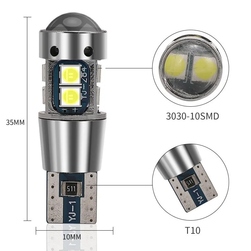 2 stücke t10 w5w 194 led-lampen für auto led signal licht canbus fehlerfrei 12v 10smd 6500k weiß keils eite kofferraum kennzeichen lampe