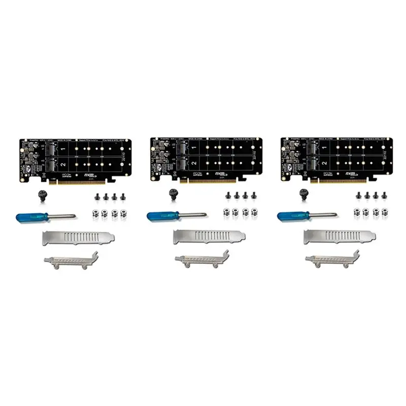 N36R-3X PCIE X16 To M.2 M-Key Nvmex4 SSD 2U Server Riser Card Double-Sided 4-Disk NVME RAID PCI-EX16 Split Card