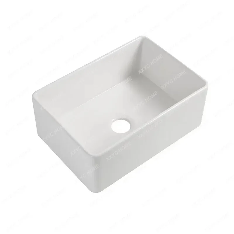 

Kitchen Front Semi-Embedded Ceramic Sink Vegetable Basin Large Ultra-Deep Rectangular Pool Yang Drop-in Sink