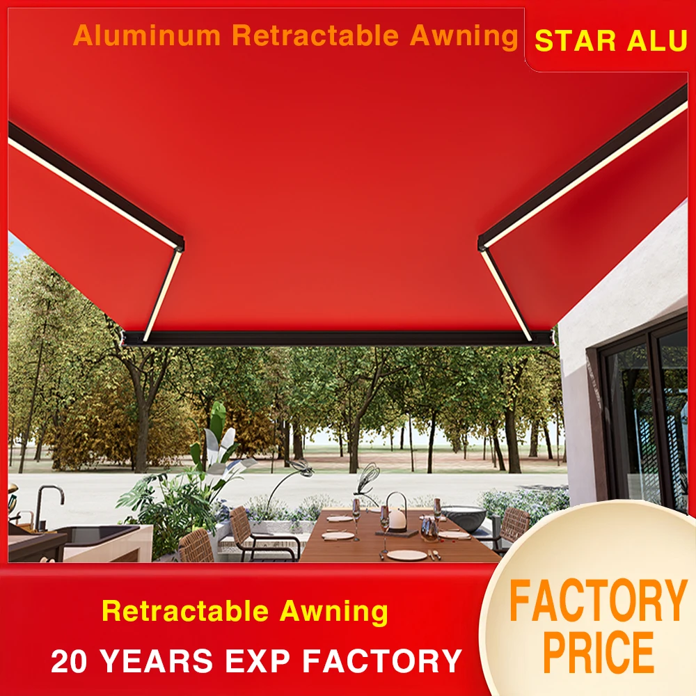Wholesale onlyOutdoor Electric Retract Heavy Duty Awning Motorized Full Cassette Awning Aluminum Waterproof Garden Awning