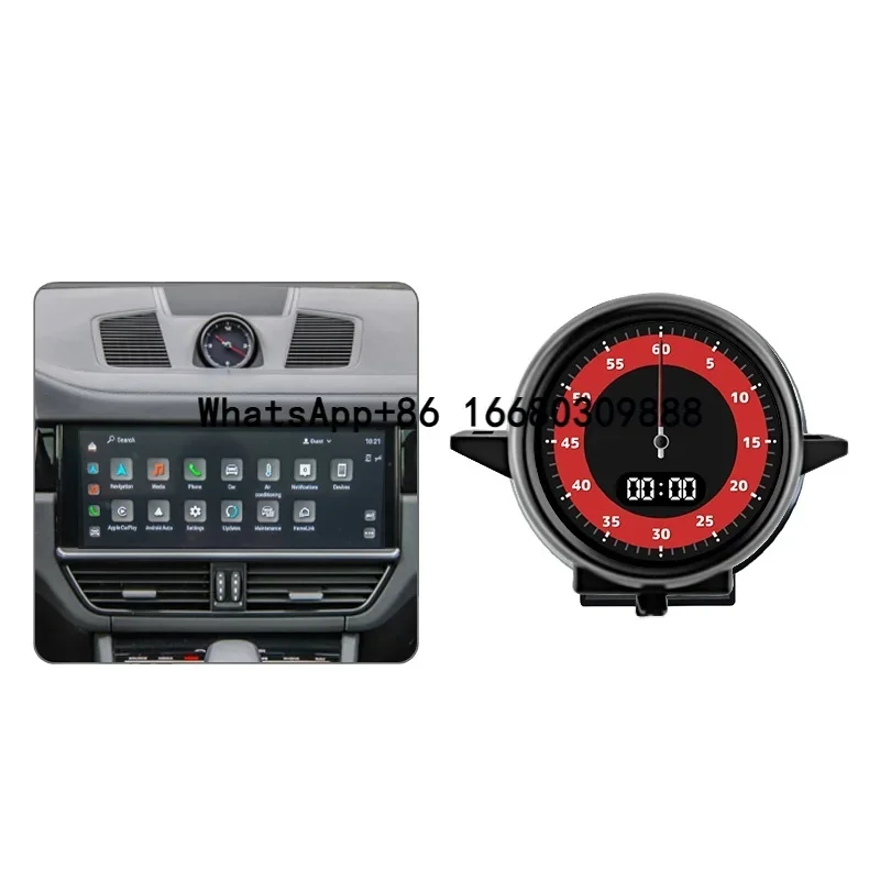 Junsun Car Dashboard Stopwatch Decoration Clock Compass Modification Accessories For Porsche Cayenne 2018-2023 Center Electronic