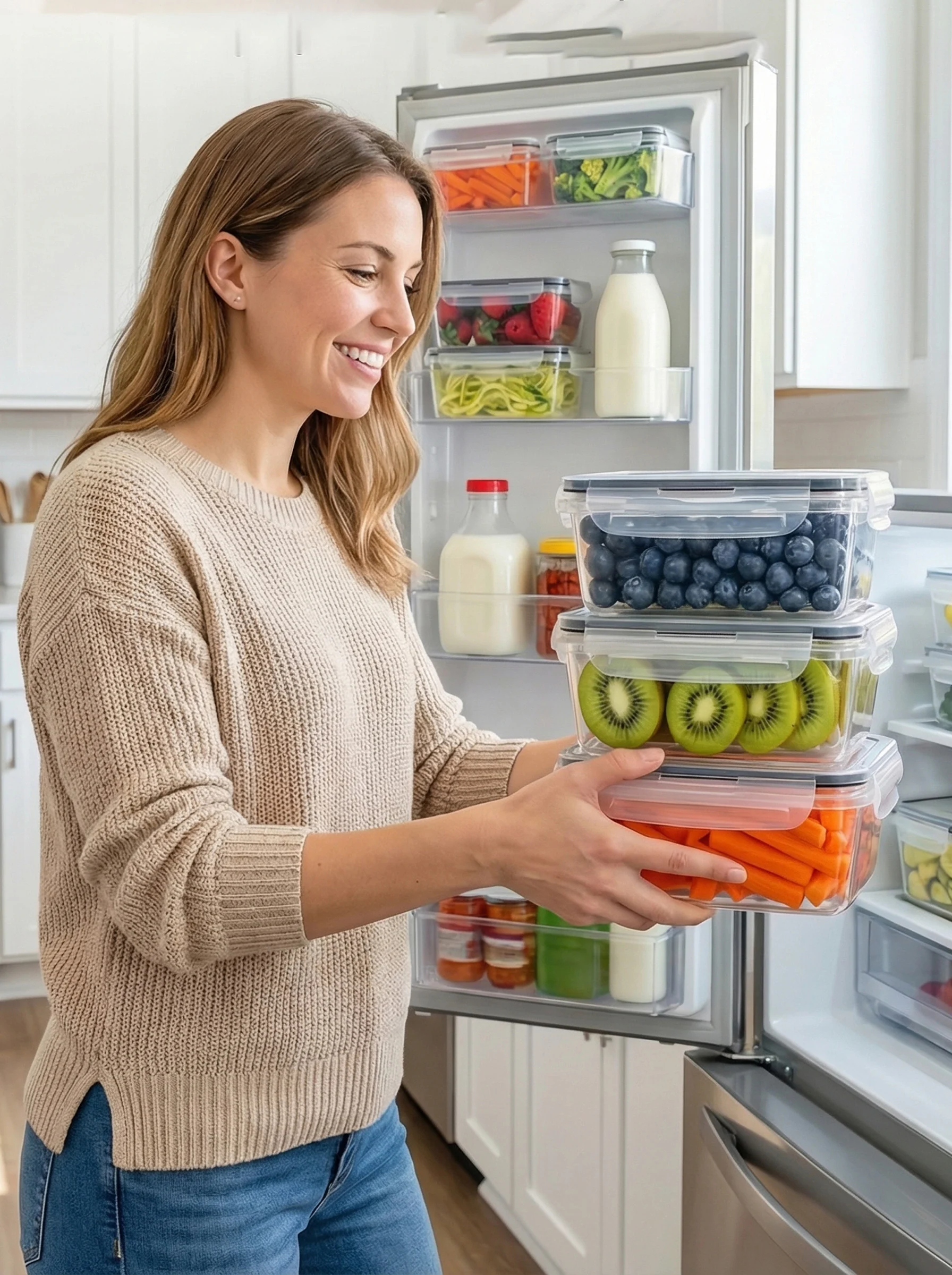 2026 Neues Transparentes Küchen-Lebensmittel-Aufbewahrungsset Mikrowellengeeignet Multifunktionale Plastik-Lunchbox mit Deckel Luftdicht Auslaufsicher – Detail 4